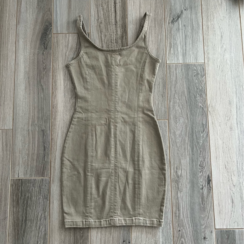 Missguided Green Denim Dress